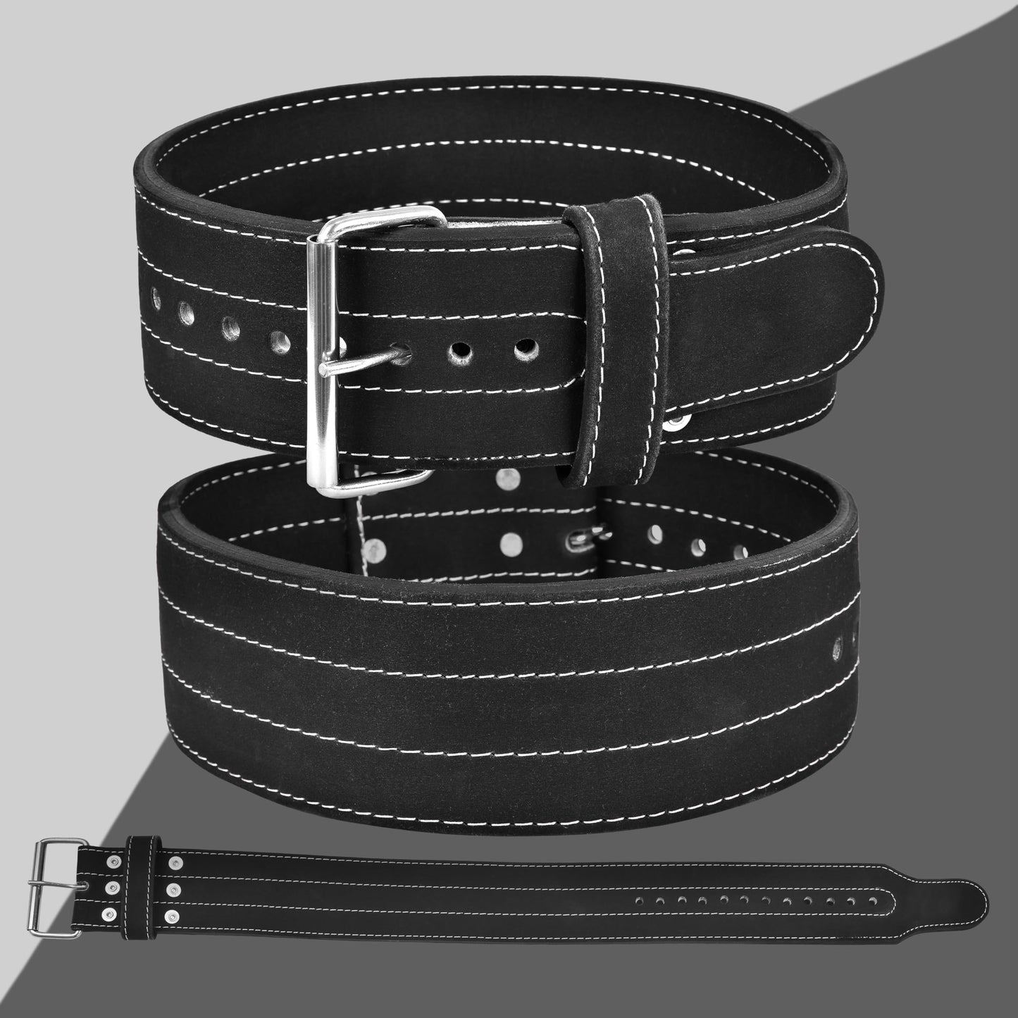 Single Prong Powerlifting Belt for Men & Women-Premium Leather 4”Wide 10mm Thick Weightlifting Belt for Back Support & Stability-Adjustable Gym Belt for Squats, Deadlifts & Heavy Lifts