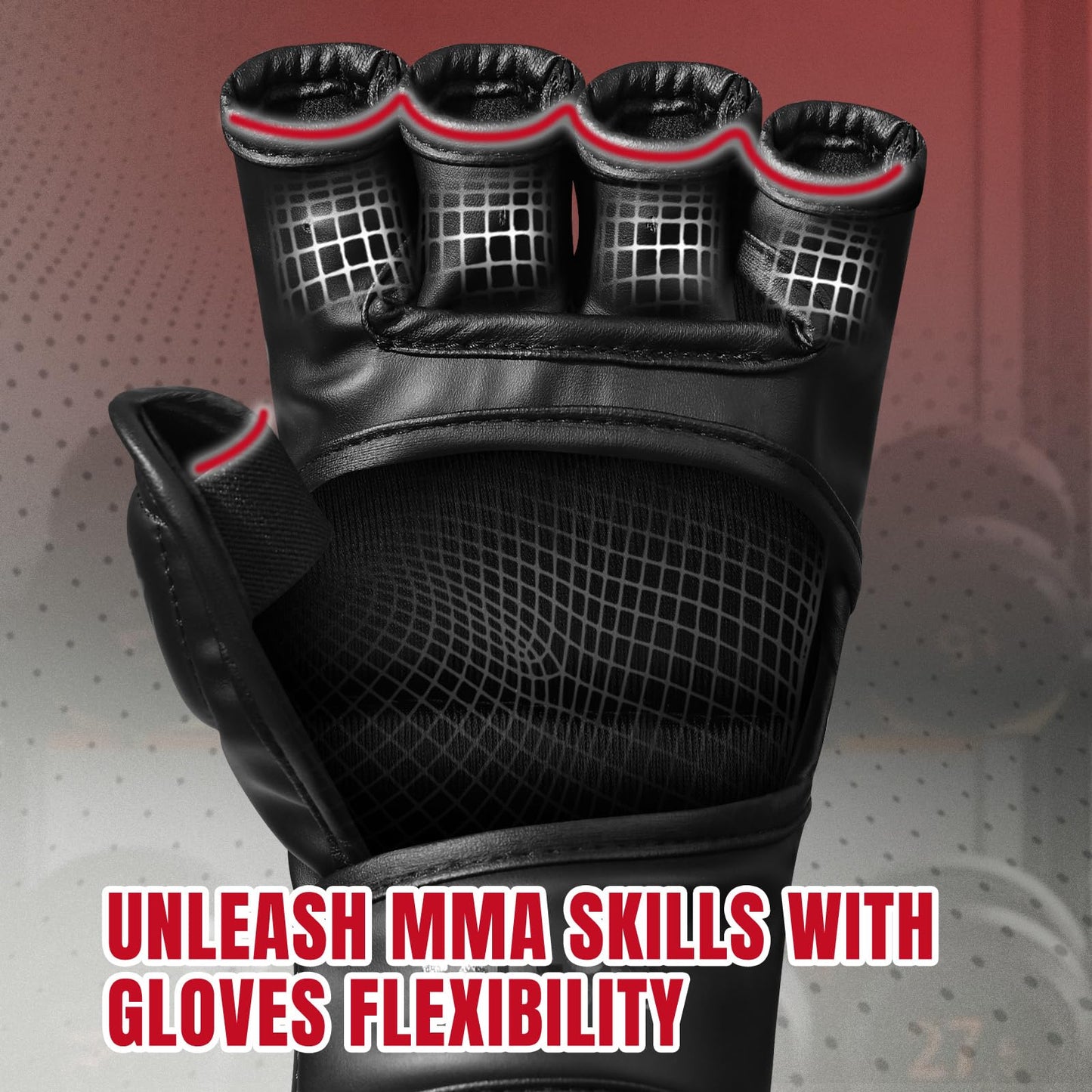 LIBERLUPUS MMA Gloves for Men – Kickboxing, Muay Thai, Light Sparring& Heavy Bag Training Gloves – Open Palm Martial Arts Gloves