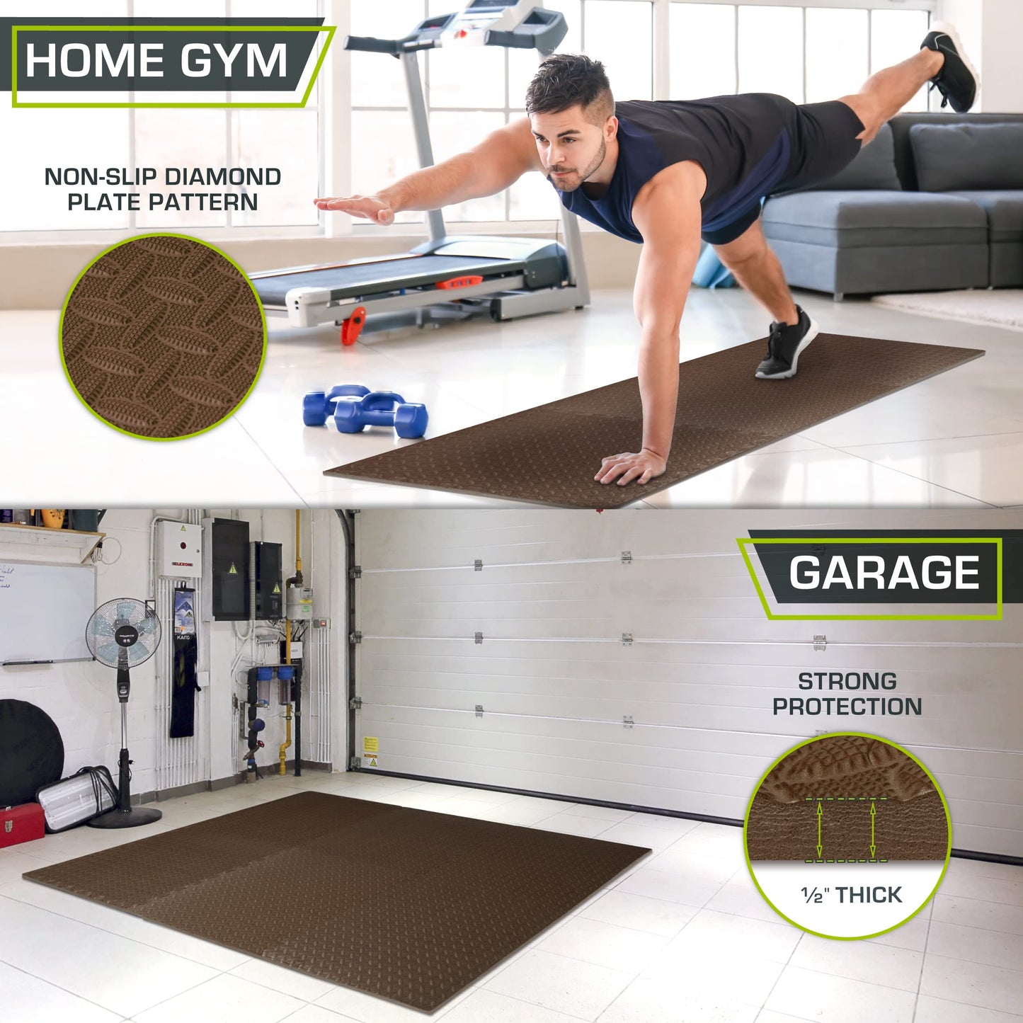 ProsourceFit Puzzle Exercise Mat ½ in, EVA Interlocking Foam Floor Tiles for Home Gym, Mat for Home Workout Equipment, Floor Padding for Kids.