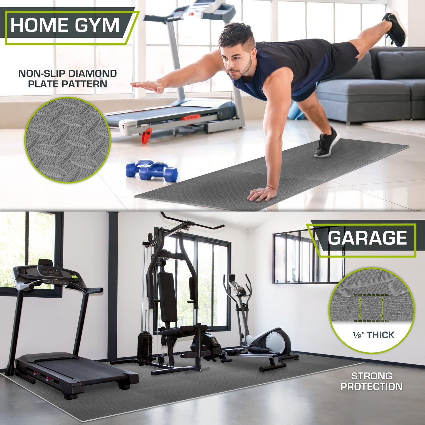 ProsourceFit Puzzle Exercise Mat ½ in, EVA Interlocking Foam Floor Tiles for Home Gym, Mat for Home Workout Equipment, Floor Padding for Kids.