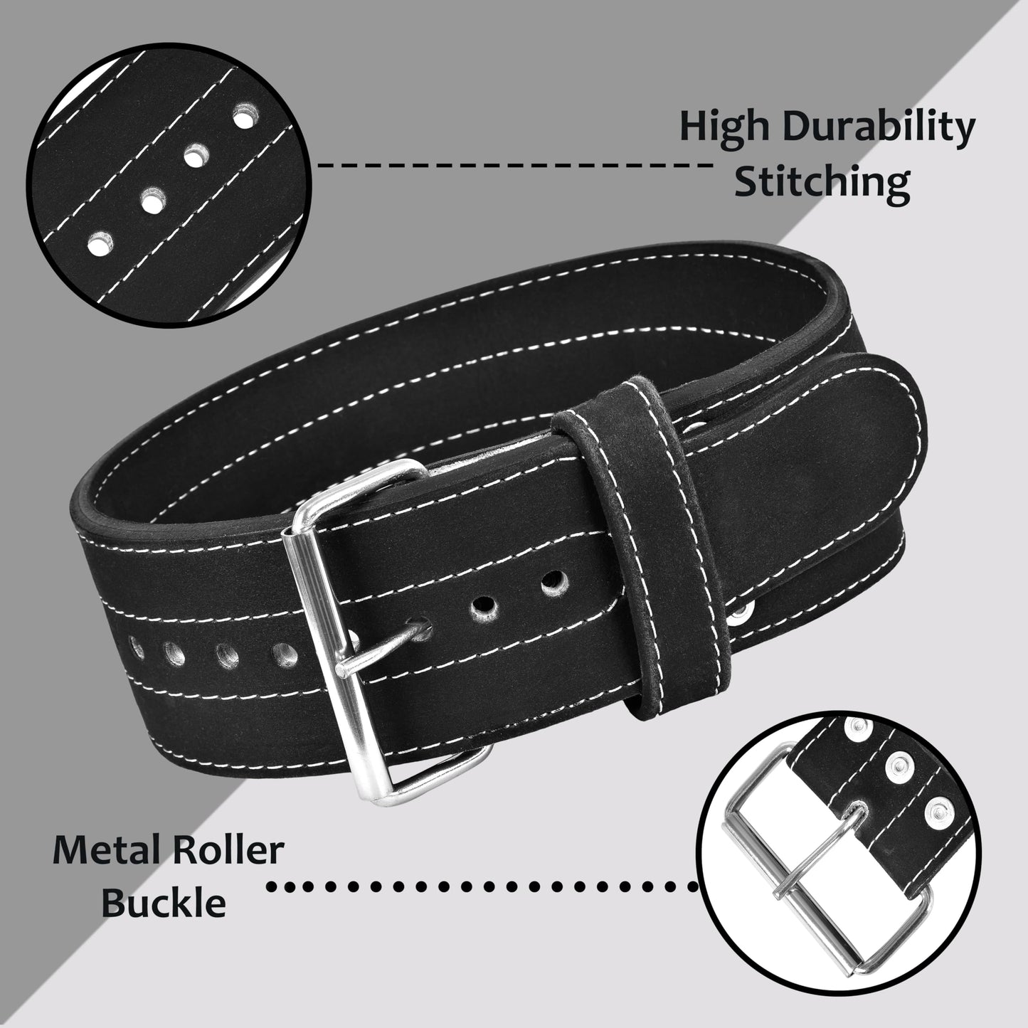 Single Prong Powerlifting Belt for Men & Women-Premium Leather 4”Wide 10mm Thick Weightlifting Belt for Back Support & Stability-Adjustable Gym Belt for Squats, Deadlifts & Heavy Lifts
