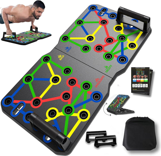 AERLANG Push Up Board, Portable Multi-Function Foldable 10 in 1 Push Up Bar, Push up Handles for Floor,Professional Push Up Strength Training Equipment