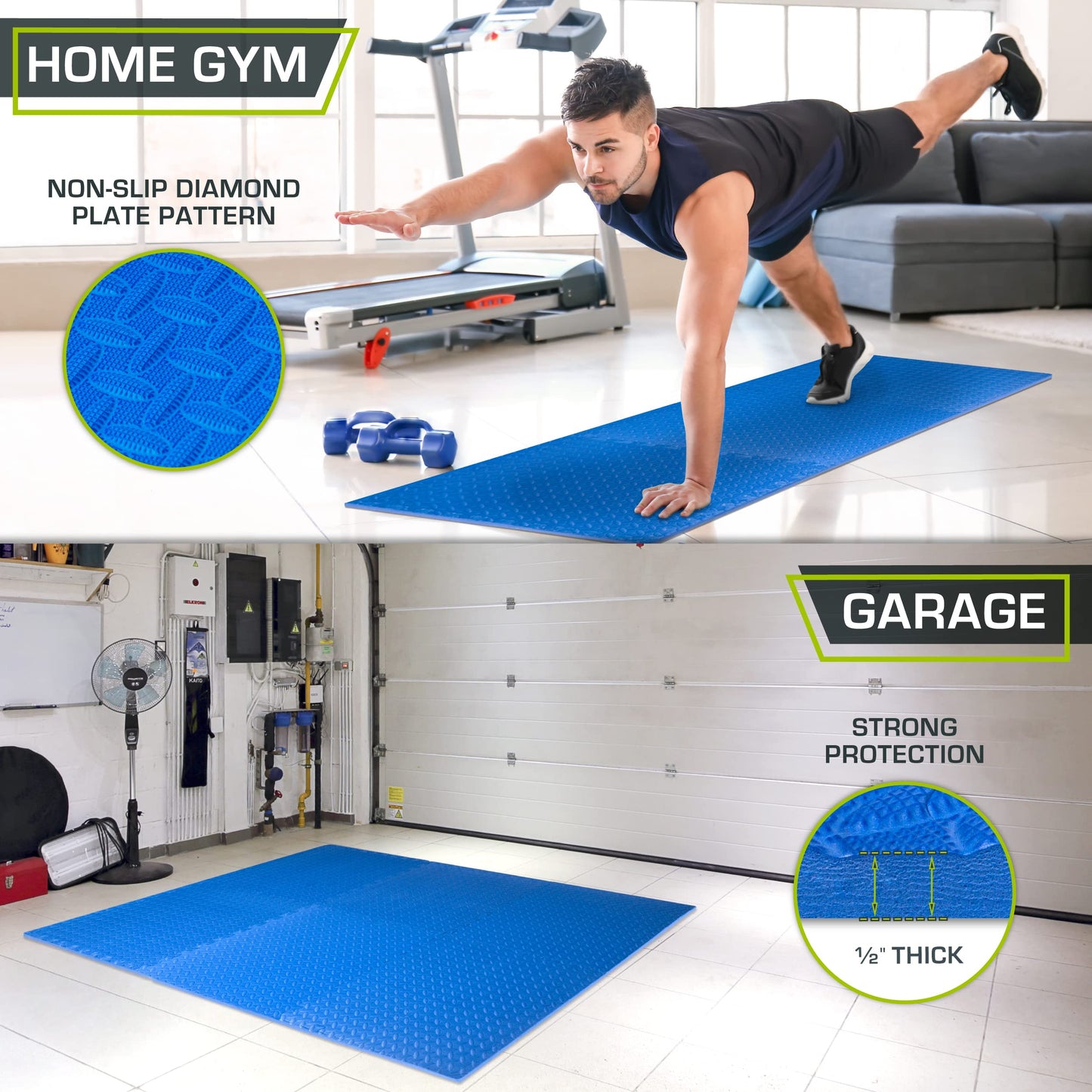 ProsourceFit Puzzle Exercise Mat ½ in, EVA Interlocking Foam Floor Tiles for Home Gym, Mat for Home Workout Equipment, Floor Padding for Kids.