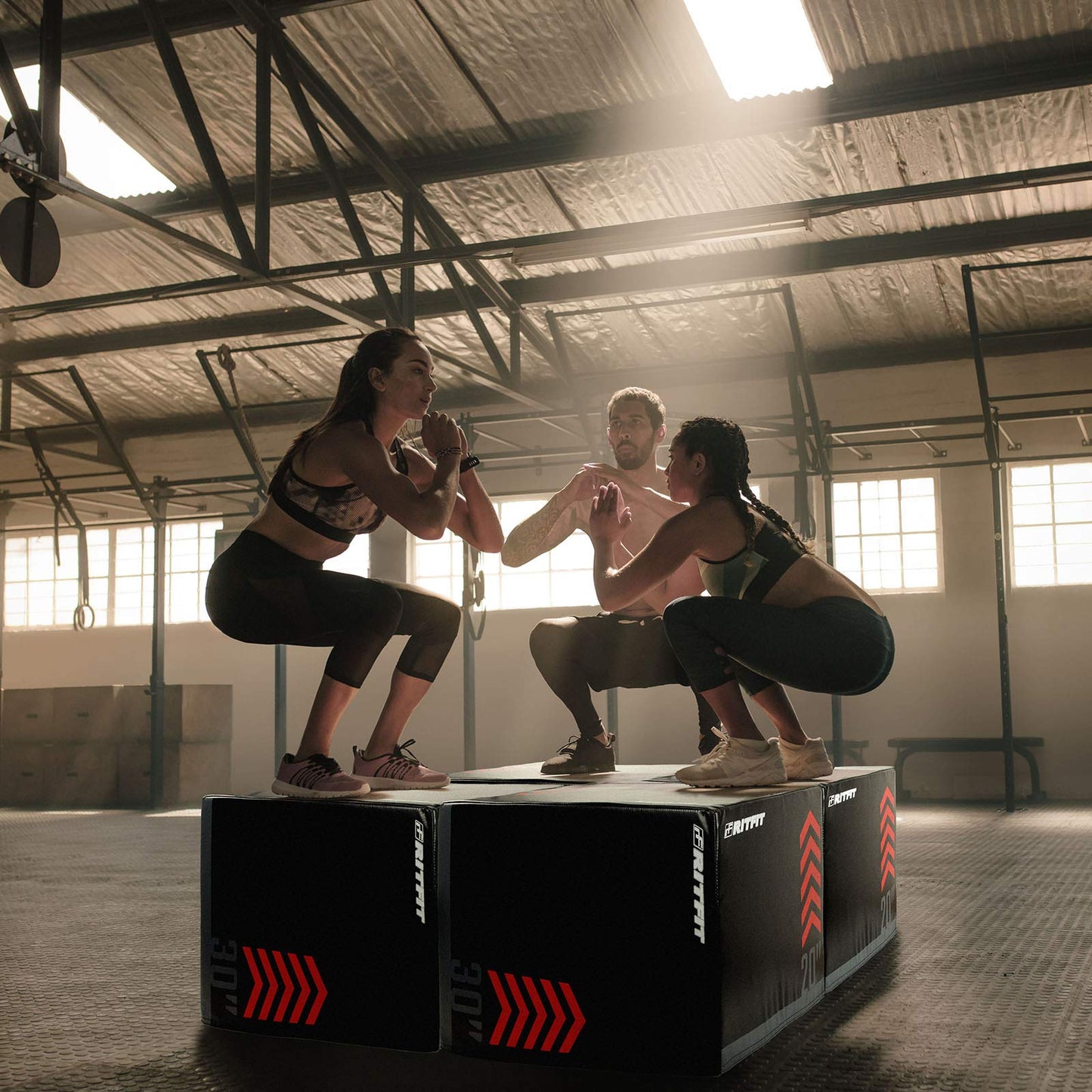 RitFit 3 in 1 Extra Firm Soft Plyo Box Foam Plyometric Box-30”x24”x20”-20"x18"x16" Heavy Duty High Density Foam Jumping Box 3 Sizes with PVC Cover,Platform for Home Gym Fitness, 440lb Weight Capacity