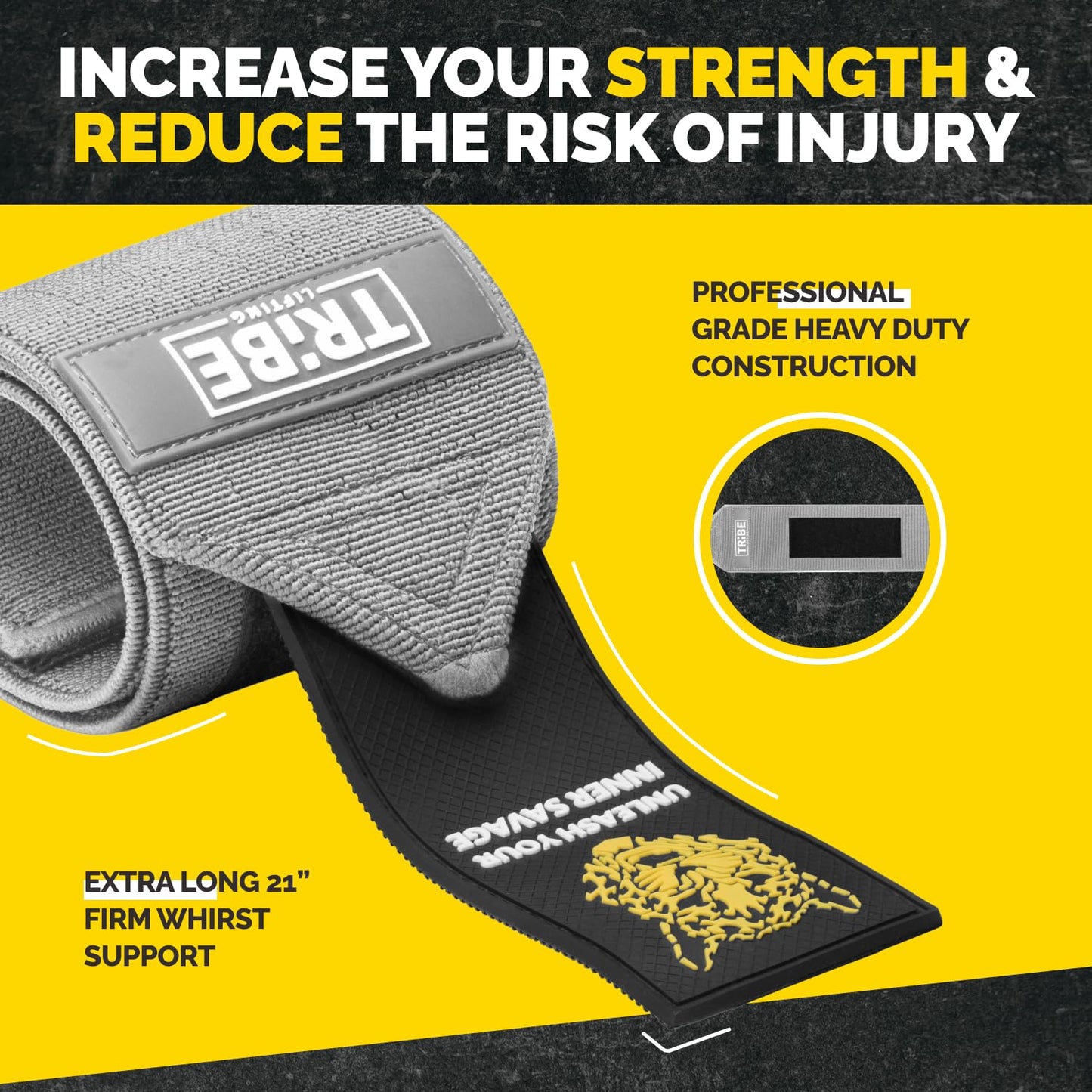 Heavy Duty Wrist Wraps and Lifting Straps - 21" Wrist Wraps for Weightlifting Men and 24" Wrist Straps for Weightlifting with Silicone Grip and Padding - Weight Lifting Wrist Wraps and Deadlift Straps