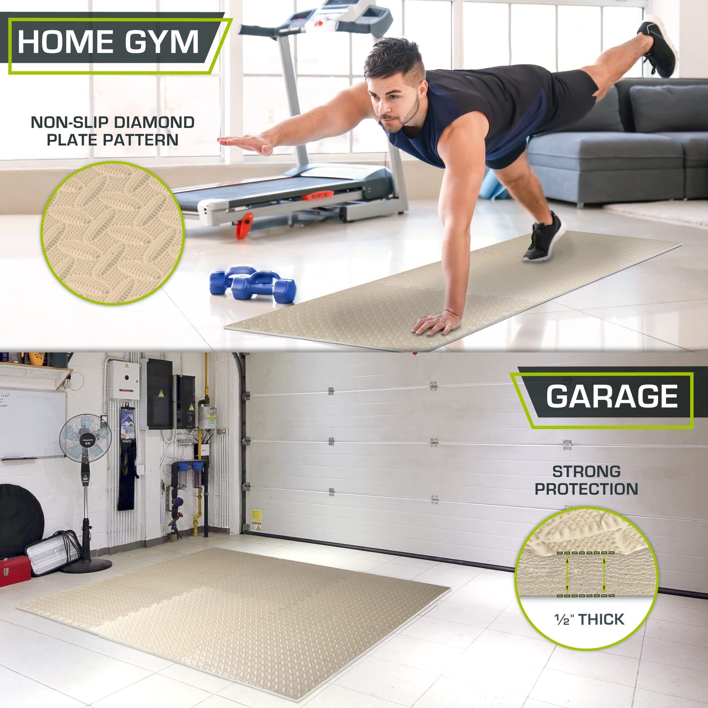 ProsourceFit Puzzle Exercise Mat ½ in, EVA Interlocking Foam Floor Tiles for Home Gym, Mat for Home Workout Equipment, Floor Padding for Kids.