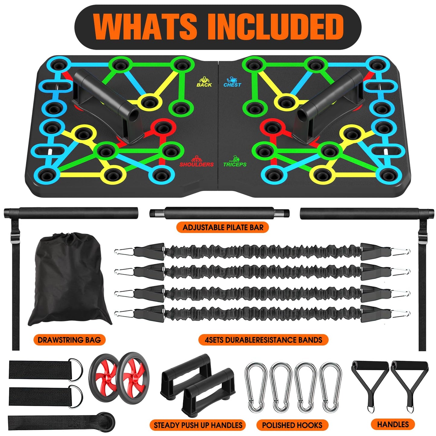 AERLANG Push Up Board, Portable Multi-Function Foldable 10 in 1 Push Up Bar, Push up Handles for Floor,Professional Push Up Strength Training Equipment