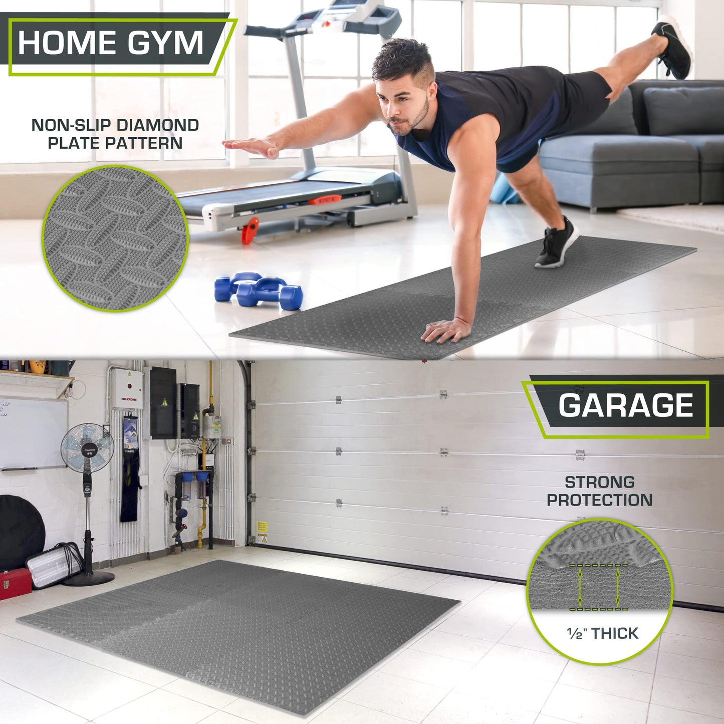 ProsourceFit Puzzle Exercise Mat ½ in, EVA Interlocking Foam Floor Tiles for Home Gym, Mat for Home Workout Equipment, Floor Padding for Kids.
