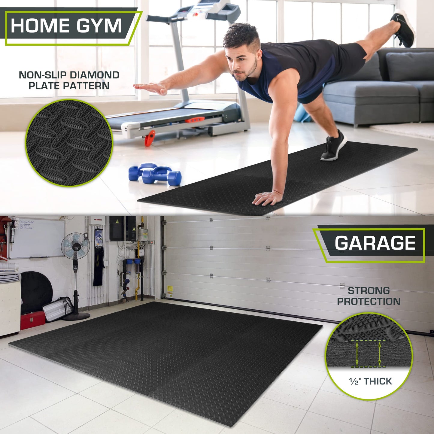 ProsourceFit Puzzle Exercise Mat ½ in, EVA Interlocking Foam Floor Tiles for Home Gym, Mat for Home Workout Equipment, Floor Padding for Kids.