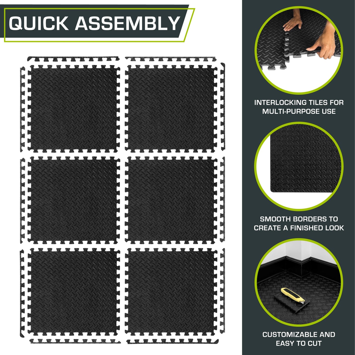 ProsourceFit Puzzle Exercise Mat ½ in, EVA Interlocking Foam Floor Tiles for Home Gym, Mat for Home Workout Equipment, Floor Padding for Kids.