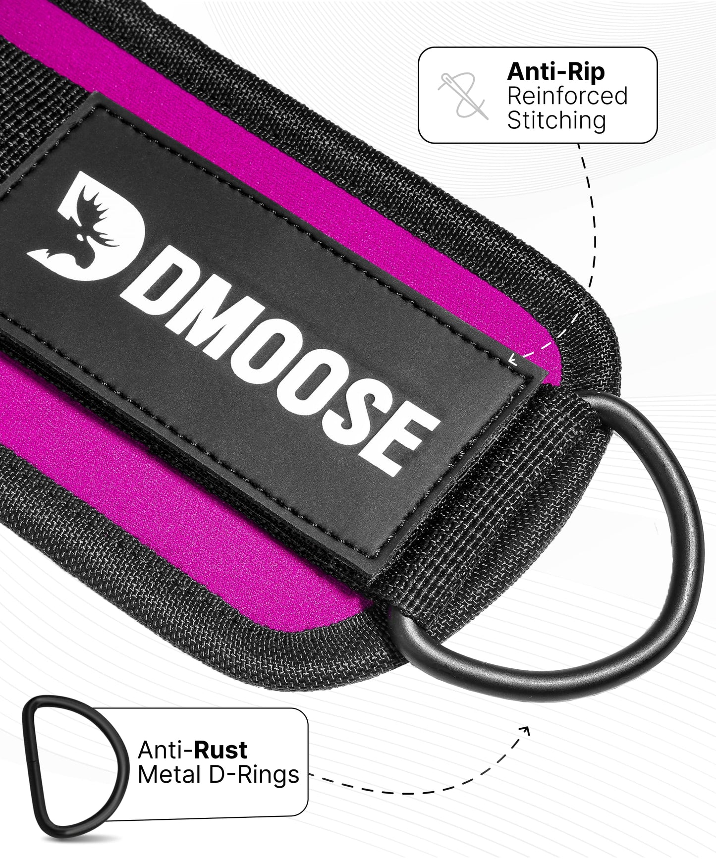 DMoose Fitness Ankle Straps for Cable Machines - One Size Fit with Premium Padding, Glute Kickback Ankle Strap for Women & Men, Cable Attachments for Gym, Booty Workouts, Leg Extension & Hip Abductors