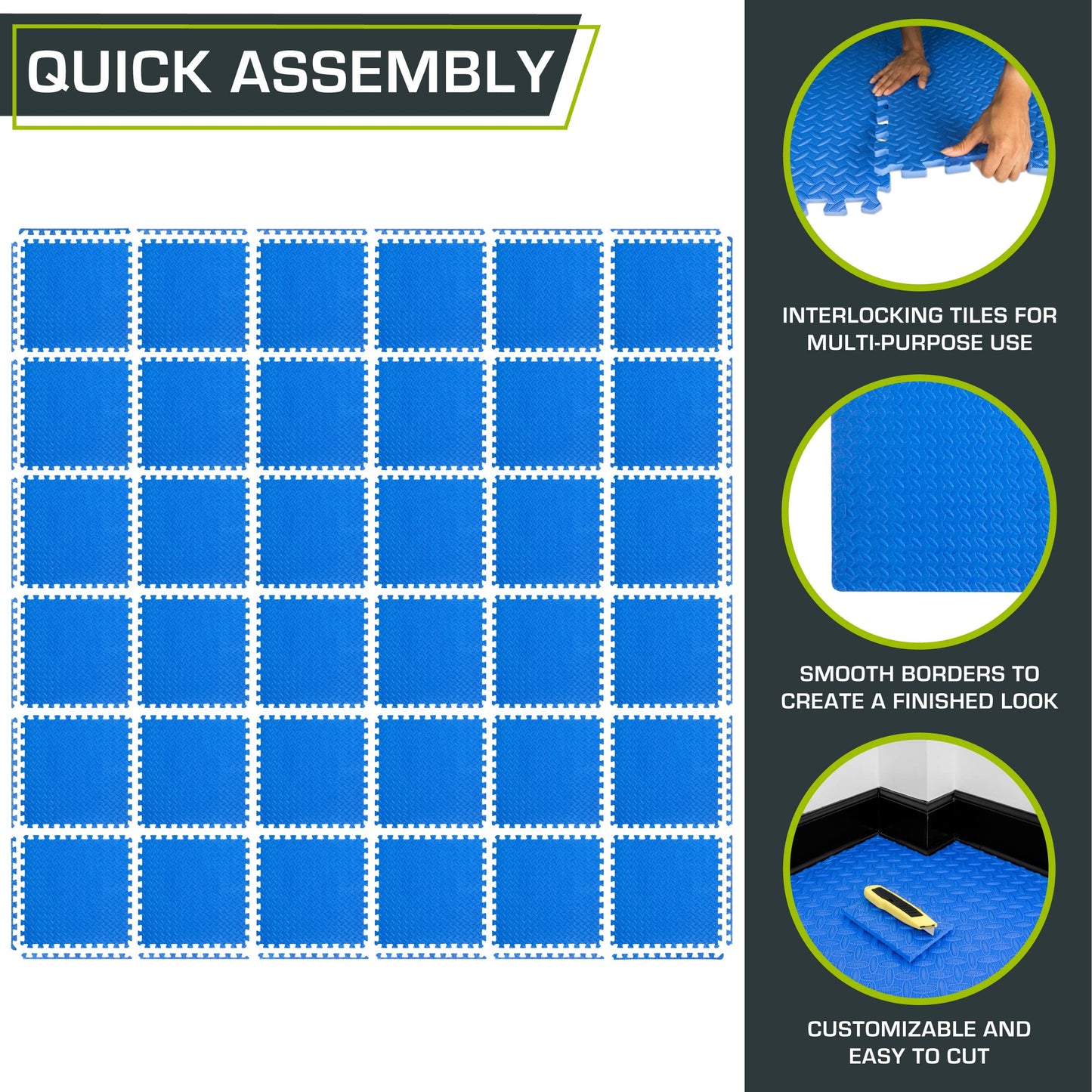 ProsourceFit Puzzle Exercise Mat ½ in, EVA Interlocking Foam Floor Tiles for Home Gym, Mat for Home Workout Equipment, Floor Padding for Kids.