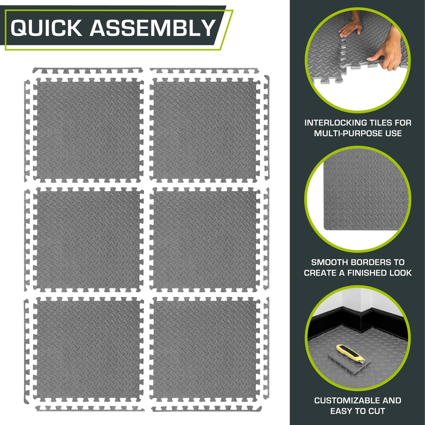 ProsourceFit Puzzle Exercise Mat ½ in, EVA Interlocking Foam Floor Tiles for Home Gym, Mat for Home Workout Equipment, Floor Padding for Kids.