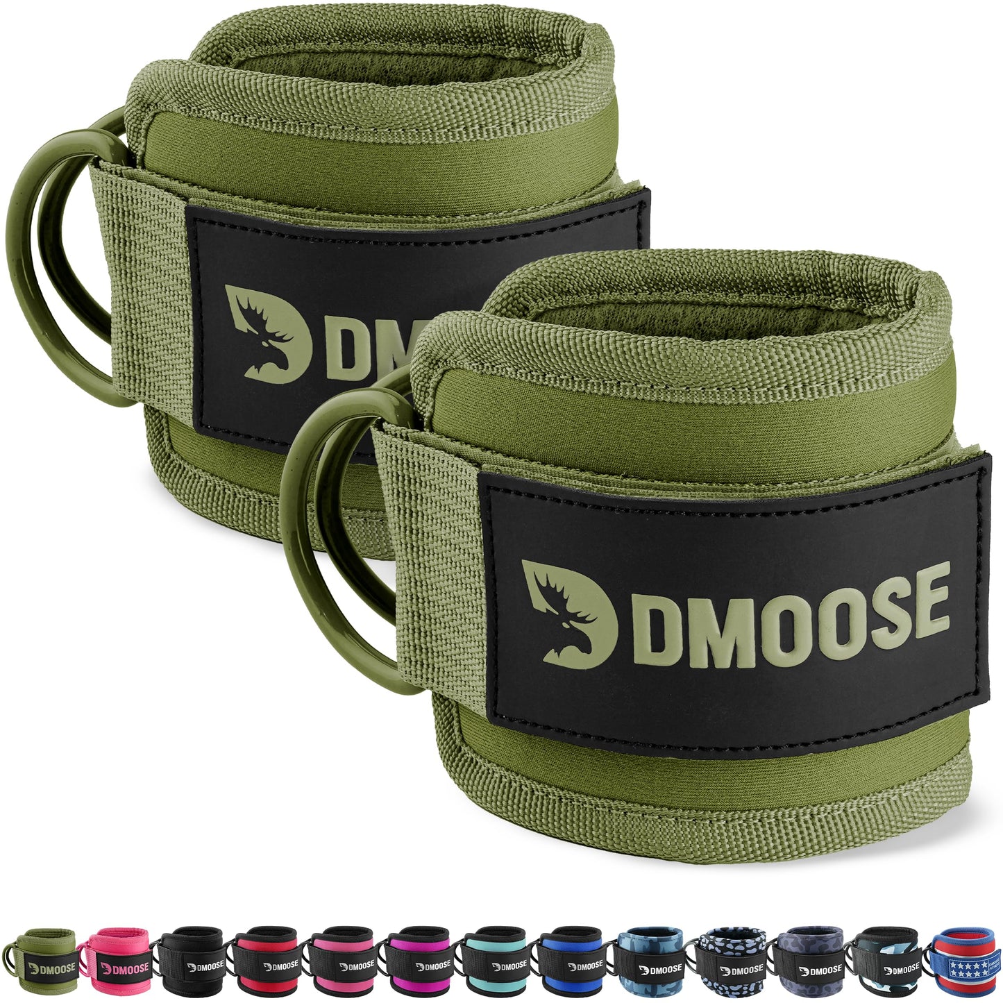 DMoose Fitness Ankle Straps for Cable Machines - One Size Fit with Premium Padding, Glute Kickback Ankle Strap for Women & Men, Cable Attachments for Gym, Booty Workouts, Leg Extension & Hip Abductors