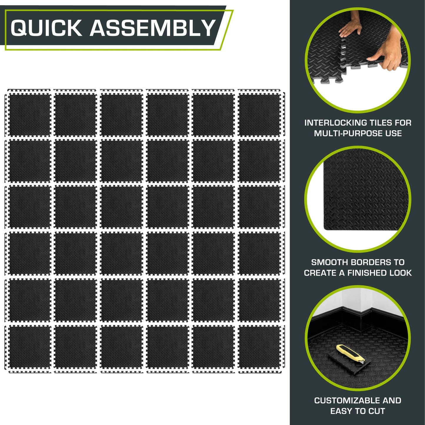 ProsourceFit Puzzle Exercise Mat ½ in, EVA Interlocking Foam Floor Tiles for Home Gym, Mat for Home Workout Equipment, Floor Padding for Kids.