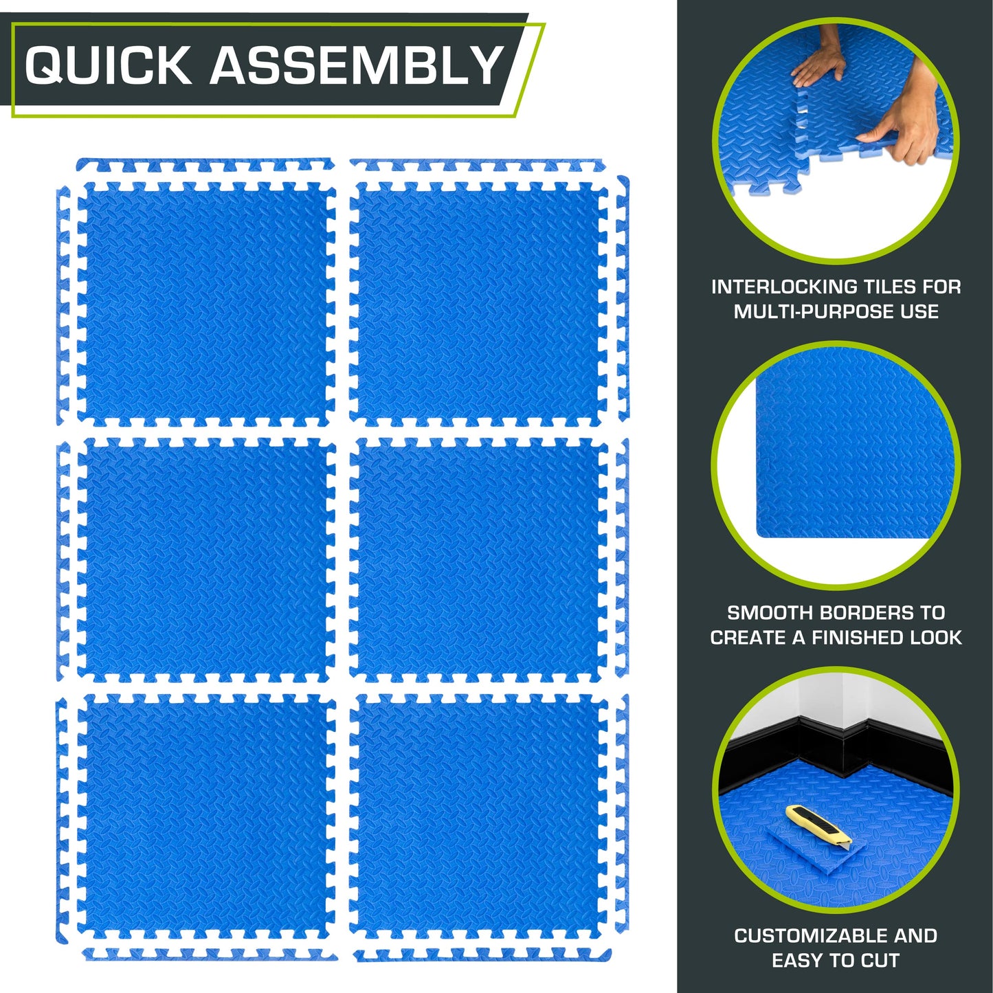 ProsourceFit Puzzle Exercise Mat ½ in, EVA Interlocking Foam Floor Tiles for Home Gym, Mat for Home Workout Equipment, Floor Padding for Kids.