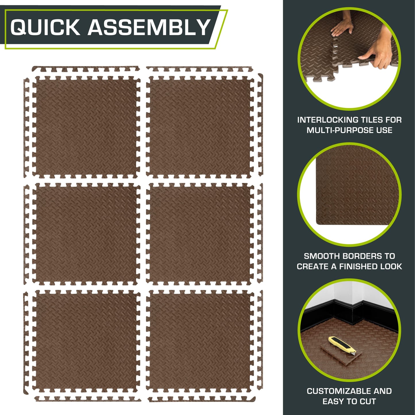 ProsourceFit Puzzle Exercise Mat ½ in, EVA Interlocking Foam Floor Tiles for Home Gym, Mat for Home Workout Equipment, Floor Padding for Kids.